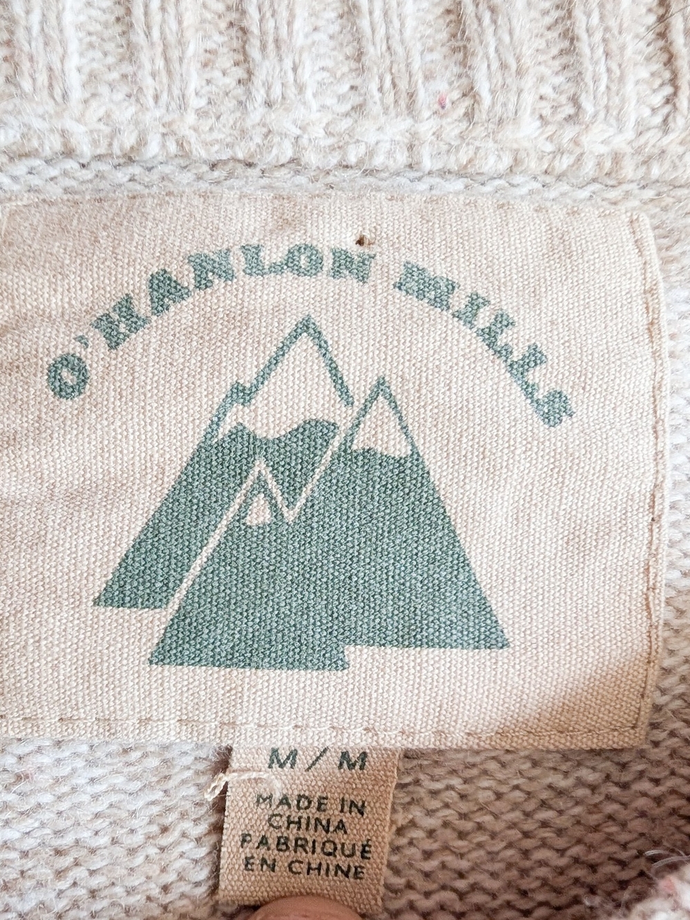 O’Hanlon Mills Mens Large Heather Cream Multicolor Sweater Lambswool Blend Sz M - Picture 2 of 7